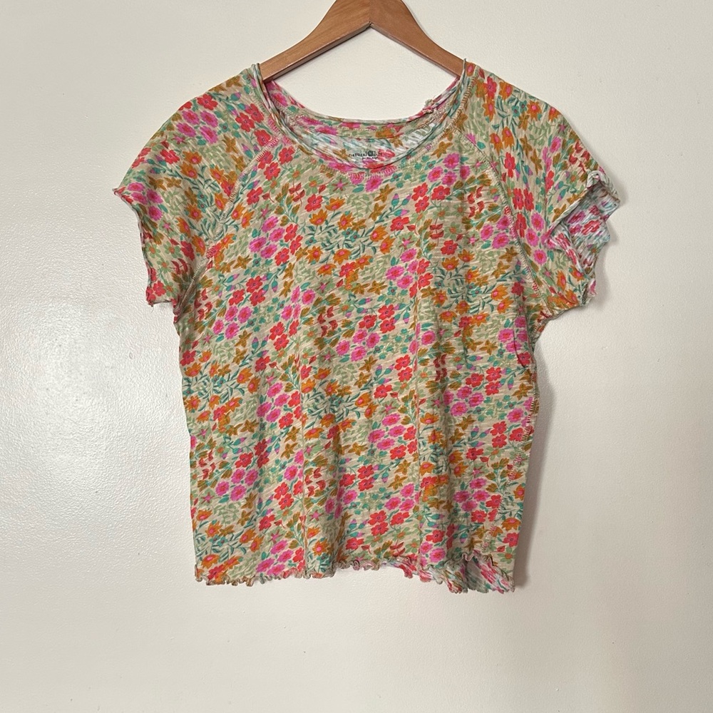 Natural Life Lily Cotton Short Sleeve Tee Shirt Size Large